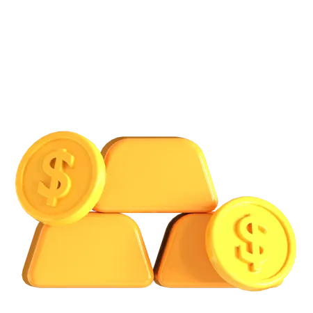 Investimento em ouro  3D Icon