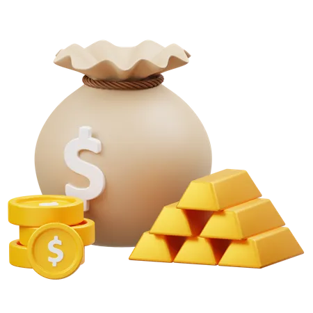 Investimento em ouro  3D Icon