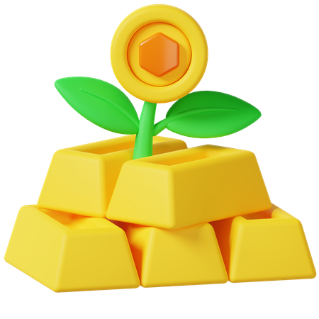 Investimento em ouro  3D Icon