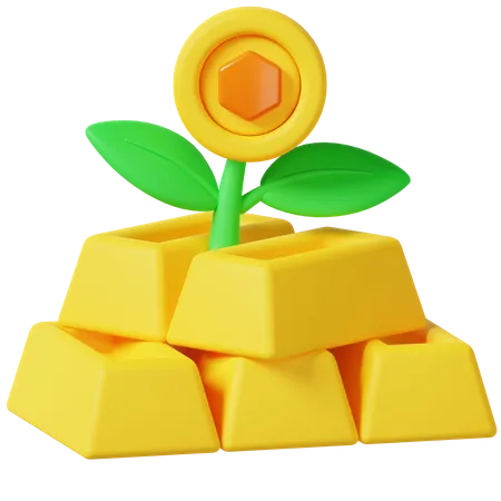 Investimento em ouro  3D Icon