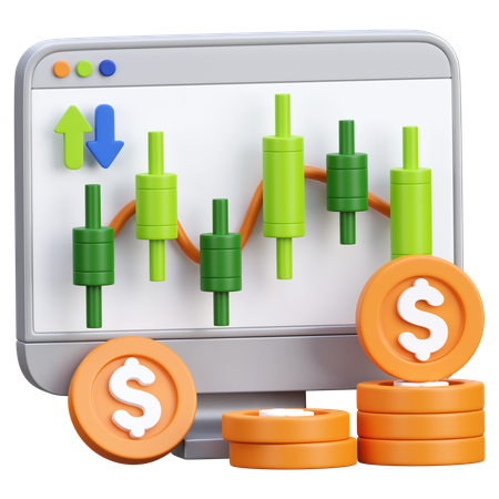 Investimento no mercado de ações  3D Icon