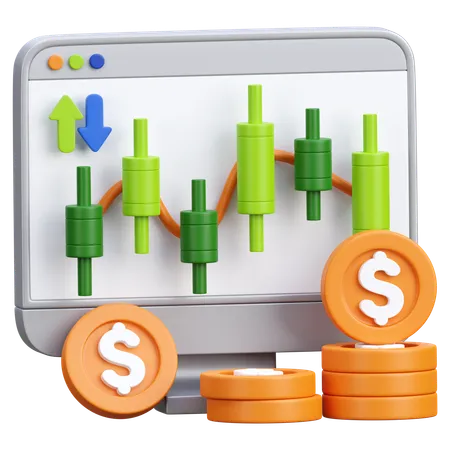 Investimento no mercado de ações  3D Icon