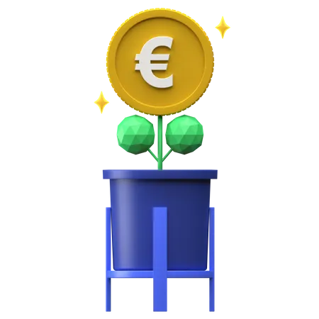 Investir de l'argent en euros  3D Illustration