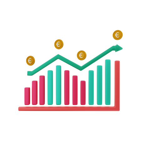 Hausse des investissements monétaires en euros  3D Illustration