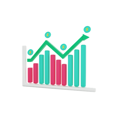 Graphique d'investissement en croissance  3D Illustration