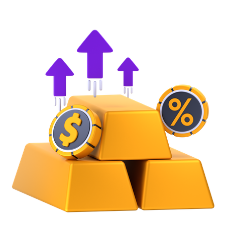 Investissement en or  3D Icon