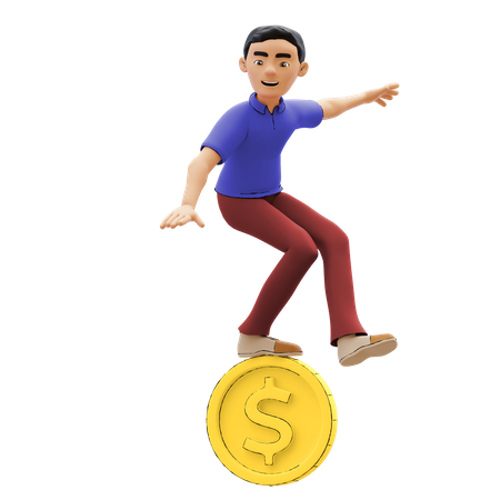 Investisseur masculin à succès  3D Illustration