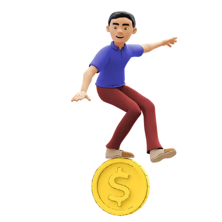 Investisseur masculin à succès  3D Illustration