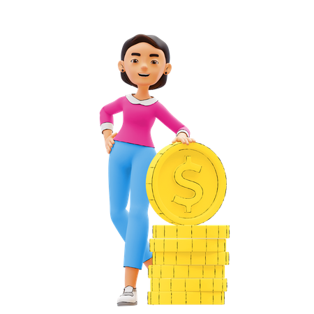 Investisseur féminin à succès  3D Illustration