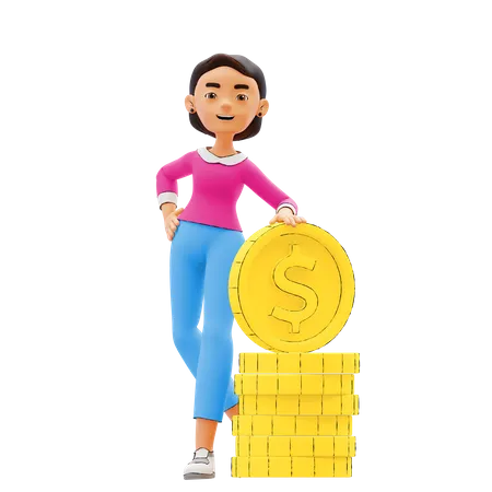 Investisseur féminin à succès  3D Illustration