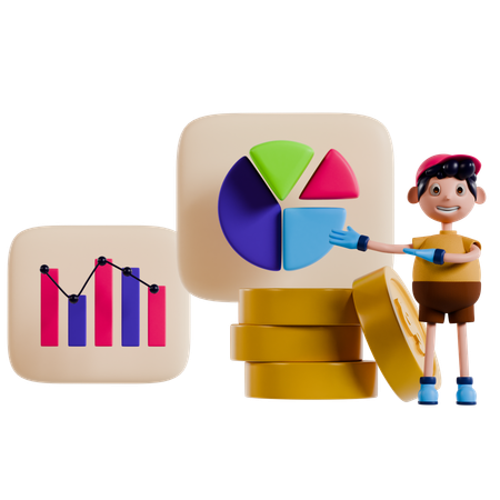 Investment Analysis Visualization  3D Icon