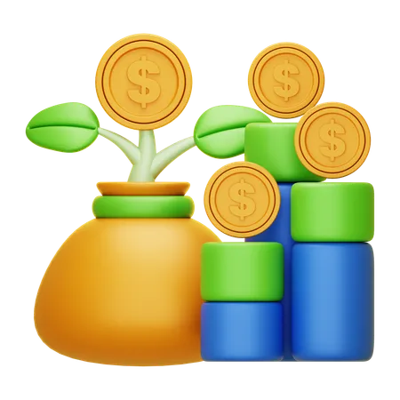 3 D Investment Diagram Icon 3D Icon