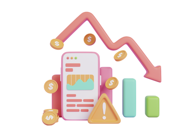 Investment down  3D Icon