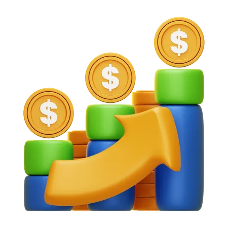 3 D Investment Growth Icon 3D Icon