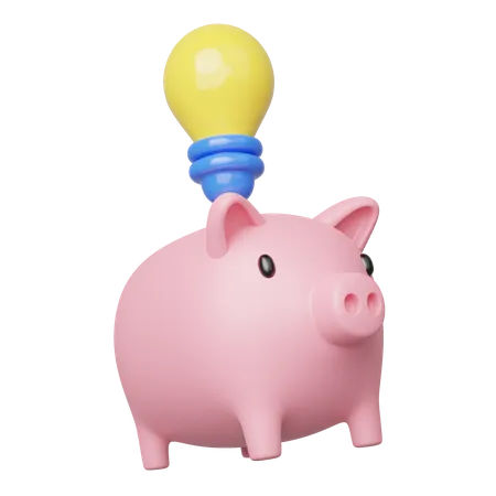 3 D Investment Idea Icon Pink Piggy Bank Light Bulb Float On Transparent Save Dollar In Mobile Banking Online Payment Service Saving Money Box Business Cartoon Style Concept 3 D Icon Render 3D Icon