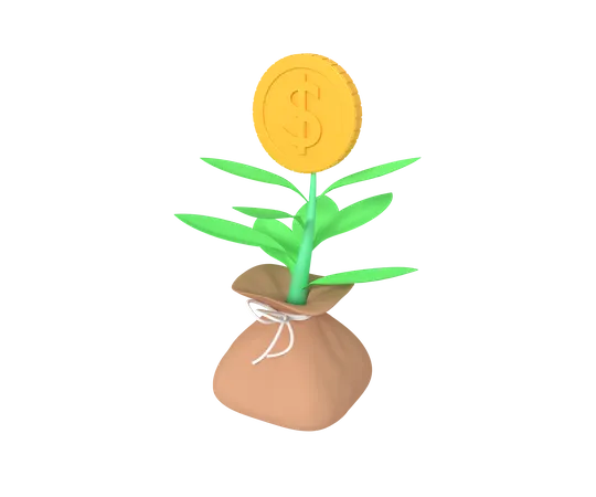 Investment plant 3D Icon