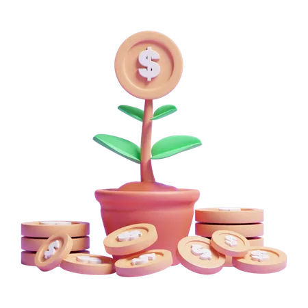 3 D Money Tree Plant Concept Icon Or 3 D Business Investment Concept Icon Or 3 D Online Investment Icon 3D Icon