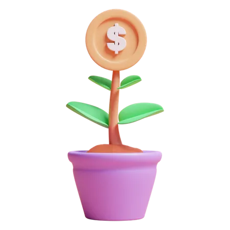 3 D Money Tree Plant Concept Icon Or 3 D Business Investment Concept Icon Or 3 D Online Investment Icon 3D Icon