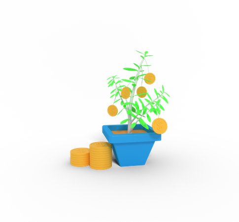 Investment Plant dollar 3D Illustration
