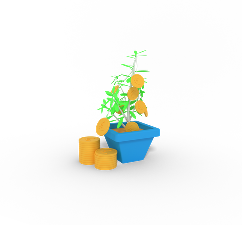Investment Plant Euro 3D Icon