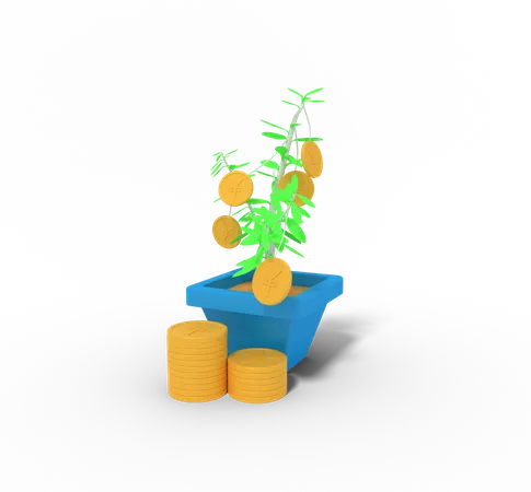 Investment Plant Yen  3D Icon