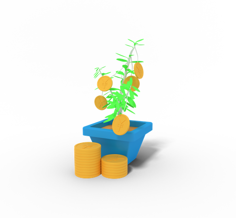 Investment Plant yen 3D Illustration