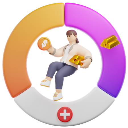 Investment Portfolio Diversification  3D Icon