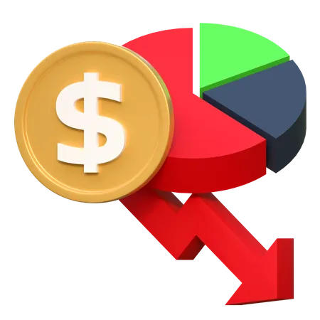 Dollar Money Price Down Low Data Statistic Finance Icon 3 D Illustration 3D Icon