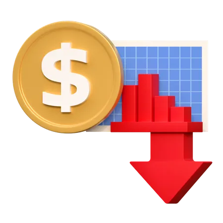 Dollar Money Price Statistic Low Down Finance Icon 3 D Illustration 3D Icon