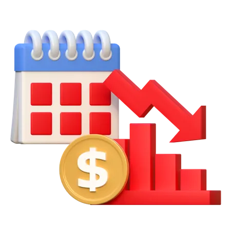 Dollar Price Down Low Investment Time Finance Icon 3 D Illustration 3D Icon