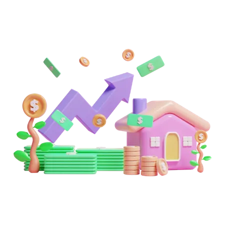 3 D Business Management On Home Concept Icon Or Investing Money On Home Business Concept Icon 3D Icon