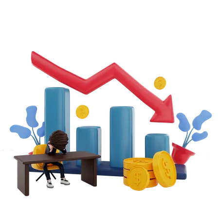 Investor Getting loss in investment 3D Illustration