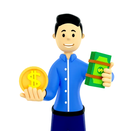 Investor holding money  3D Illustration