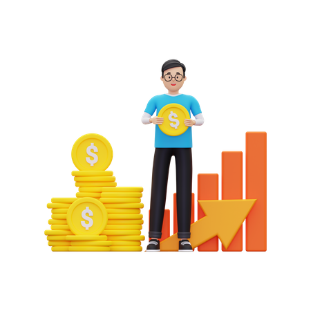 Investor presenting stack of money  3D Icon
