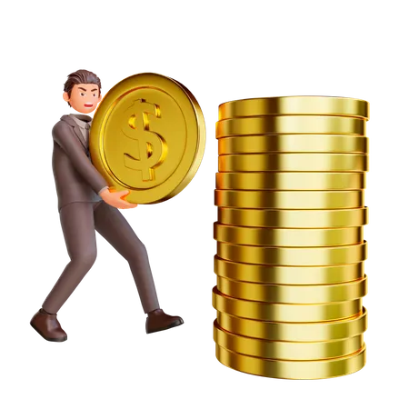 Investor presenting stack of money  3D Illustration