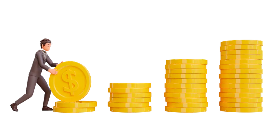 Investor presenting stack of money  3D Illustration