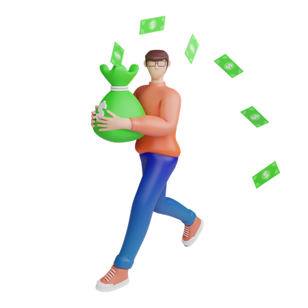 Investor running for investment  3D Icon