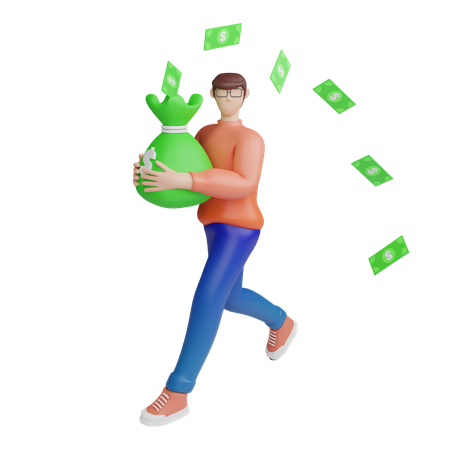 Investor running for investment  3D Illustration