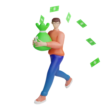 Investor running for investment  3D Illustration