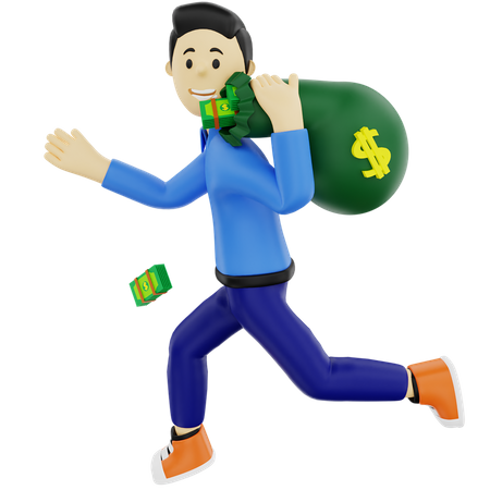 Investor with money bag  3D Illustration