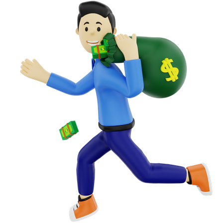 Investor with money bag 3D Illustration