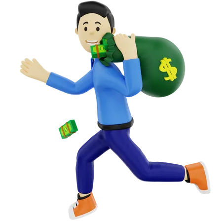Investor with money bag  3D Illustration