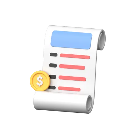 Invoice 3 D Icon Represents Billing And Financial Transactions Featuring Dynamic Elements In A Three Dimensional Representation Of An Invoice Document 3D Icon