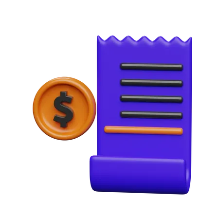 3 D Invoice And Dollar Coin 3 D Render Illustration 3D Icon