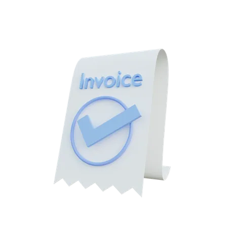 3 D Illustration Simple Object Invoice With Paper And Checklist Sign 3D Illustration