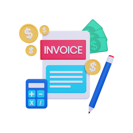 Invoice calculation  3D Illustration