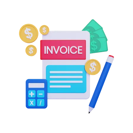 Invoice calculation  3D Illustration