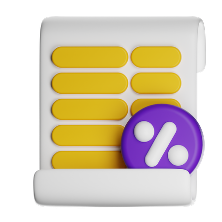 Invoice Discount  3D Icon