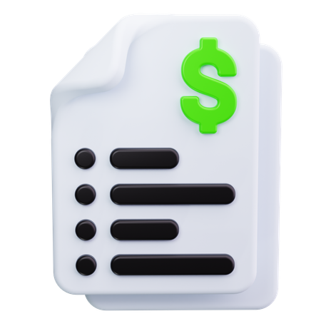 Invoice Document  3D Icon