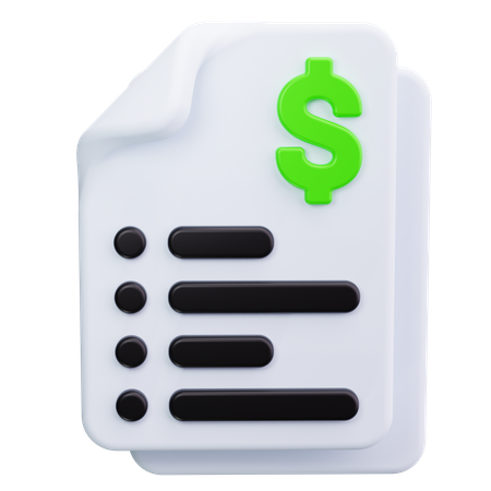 Invoice Document  3D Icon
